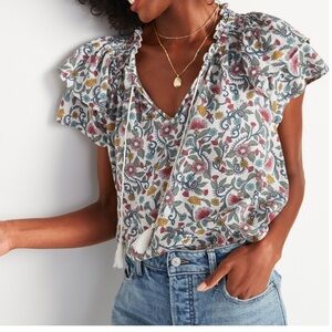 Old Navy Floral Blouse with Ruffle Sleeves